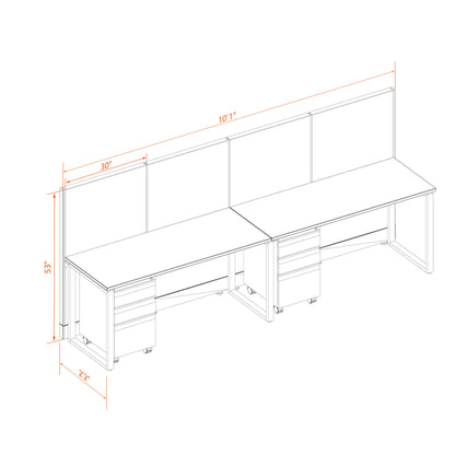 Benching Workstations 53H 2-Pack In-Line Non-Powered