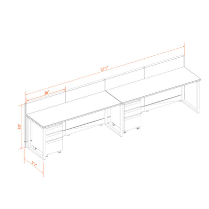 Benching Workstations 39H 2-Pack In-Line Non-Powered