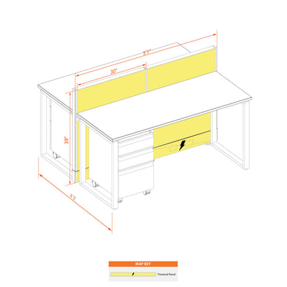 Benching Workstations 39H 2-Pack Cluster Powered