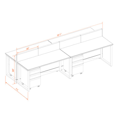 Benching Workstations 39H 4-Pack Cluster Non-Powered