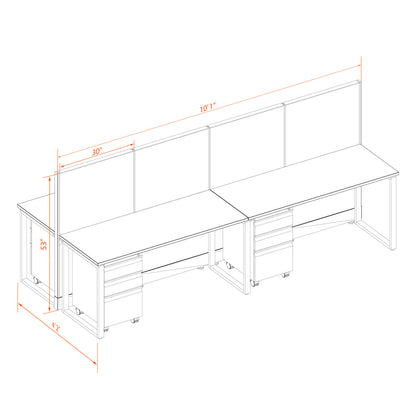 Benching Workstations 53H 4-Pack Cluster Non-Powered