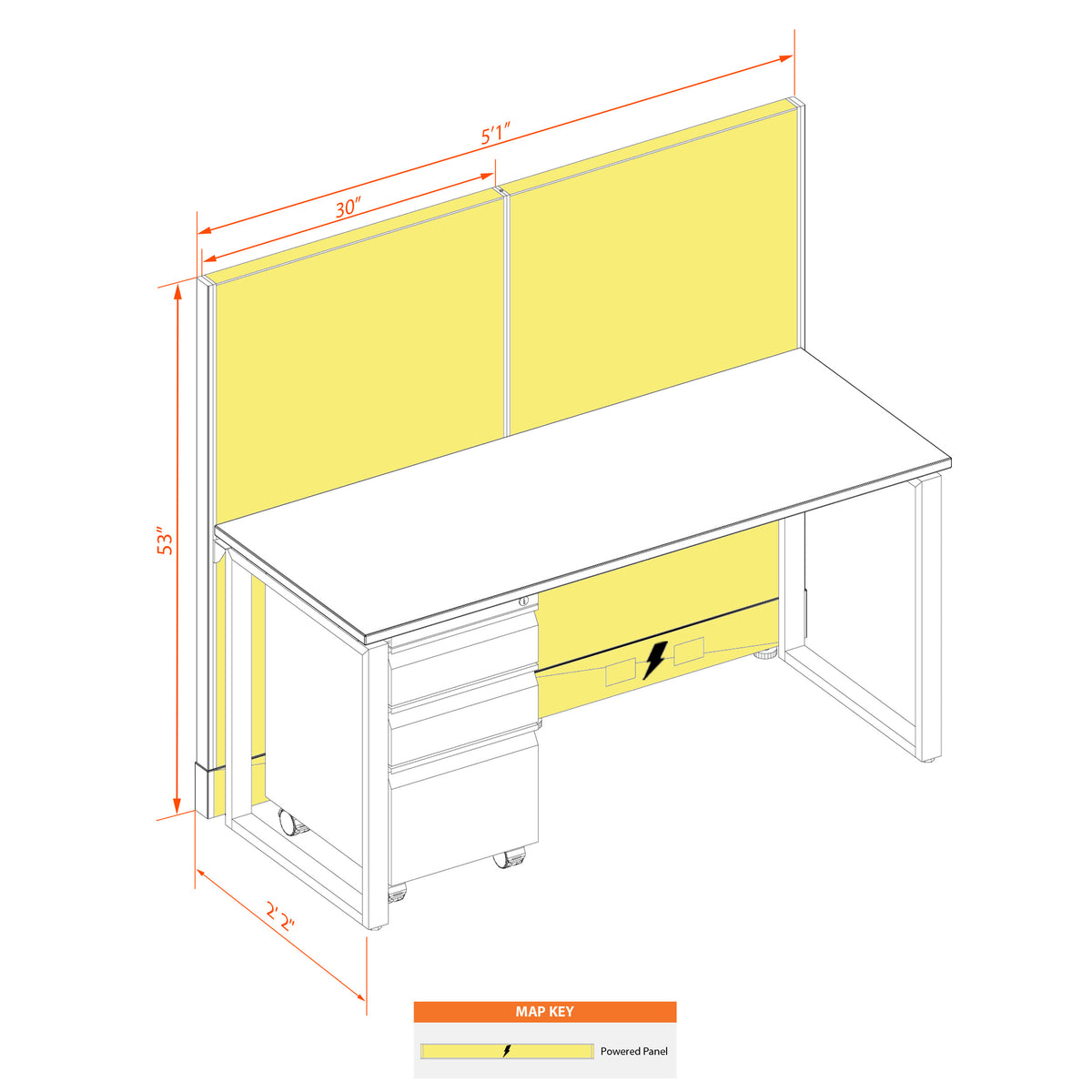 Benching Workstations 53H Powered