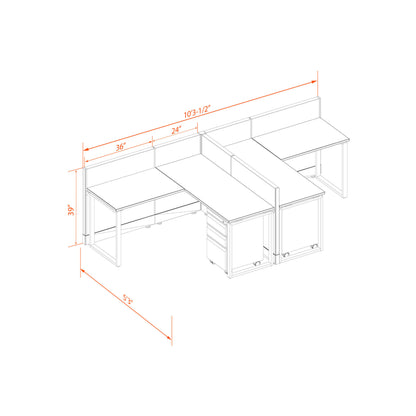 Benching Workstations 39H 2-Pack T-Shape Non-Powered