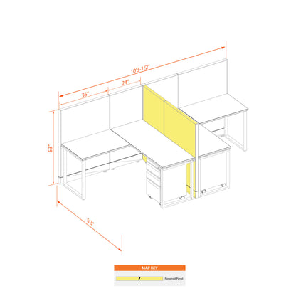 Benching Workstations 53H 2-Pack T-Shape Powered