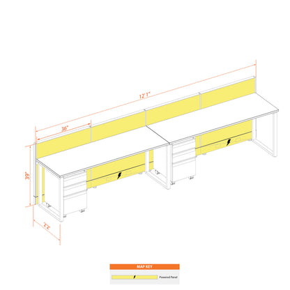 Benching Workstations 39H 2-Pack In-Line Powered