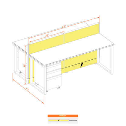 Benching Workstations 39H 2-Pack Cluster Powered