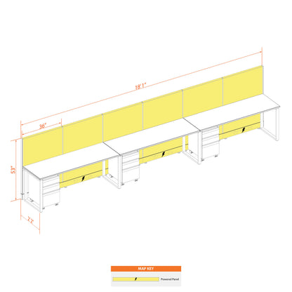 Benching Workstations 53H 3-Pack In-Line Powered