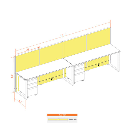 Benching Workstations 53H 2-Pack In-Line Powered