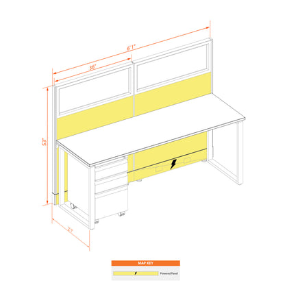 Benching Workstations With Glass 53H Powered