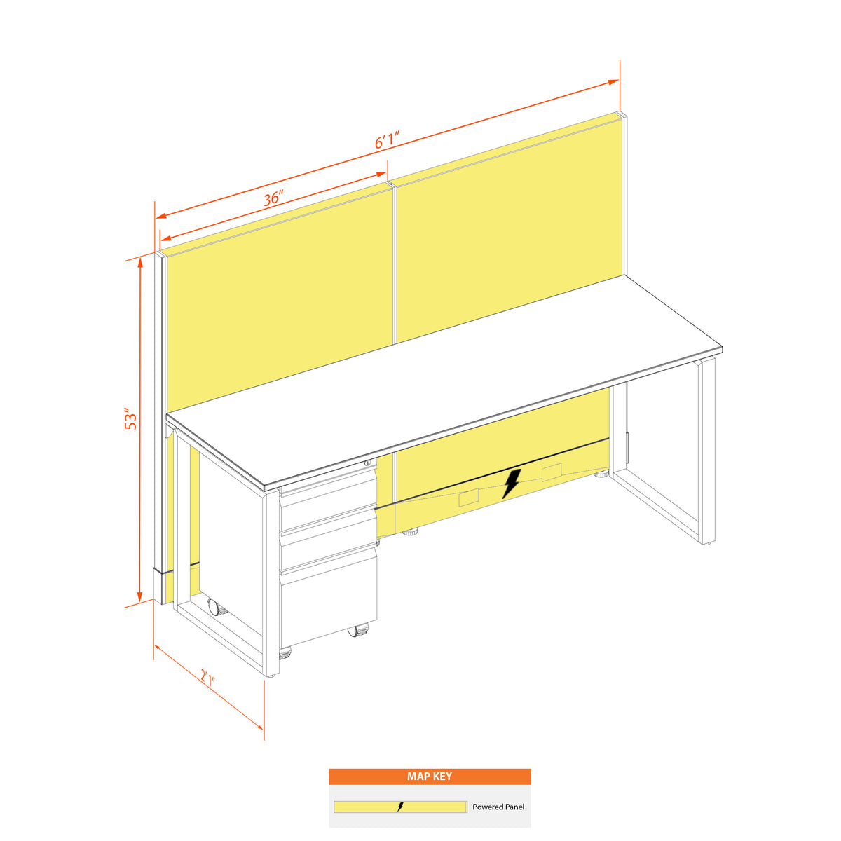 Benching Workstations 53H Powered