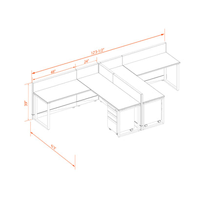 Benching Workstations 39H 2-Pack T-Shape Non-Powered