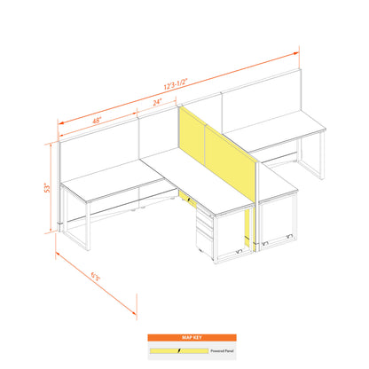 Benching Workstations 53H 2-Pack T-Shape Powered