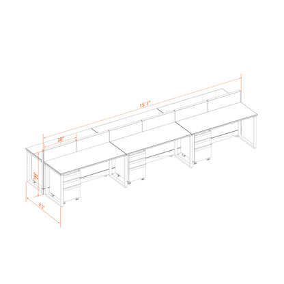 Benching Workstations 39H 6-Pack Cluster Non-Powered