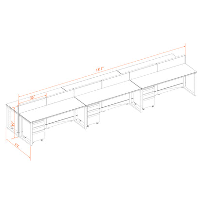 Benching Workstations 39H 6-Pack Cluster Non-Powered