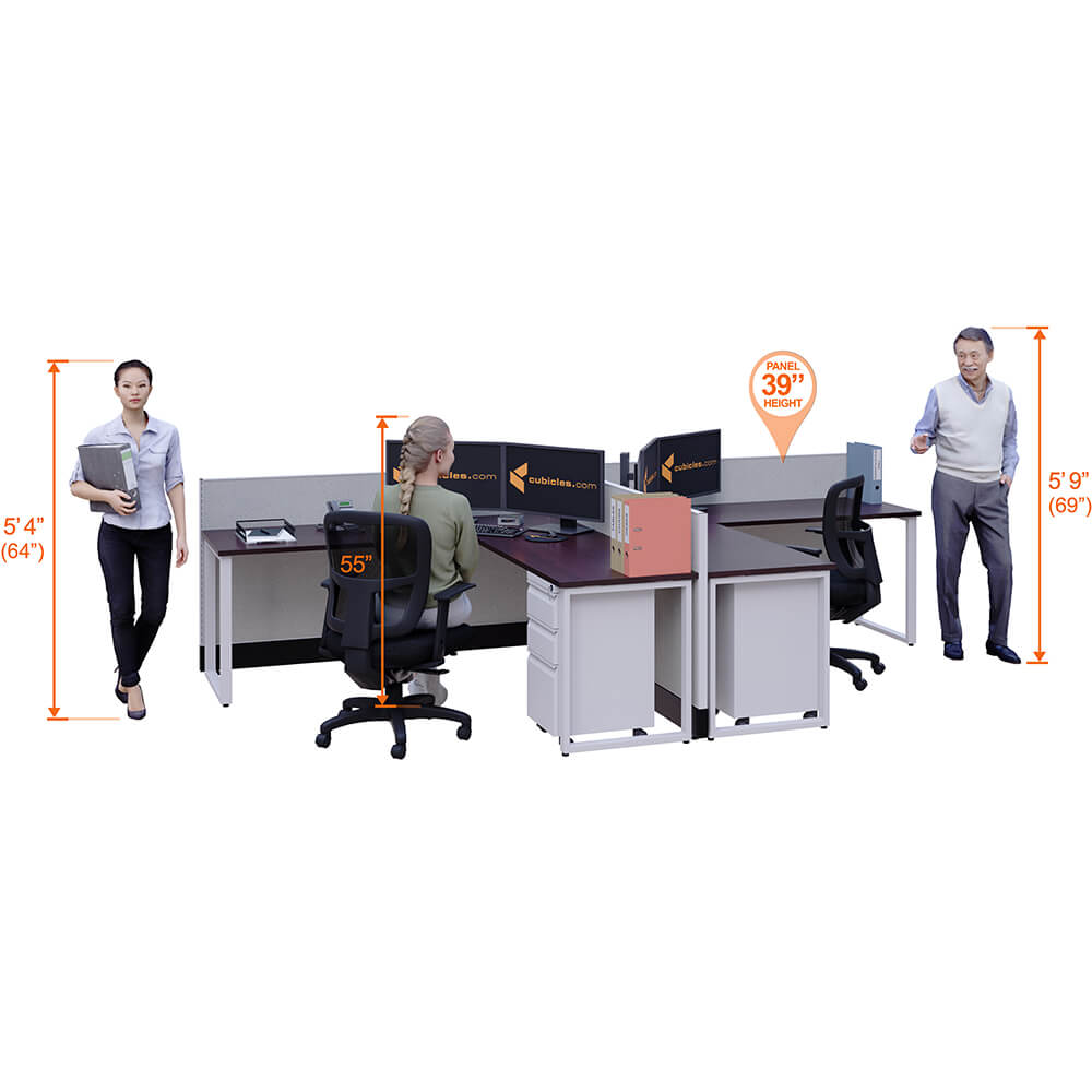 Benching Workstations 39H 4-Pack X-Shape Powered