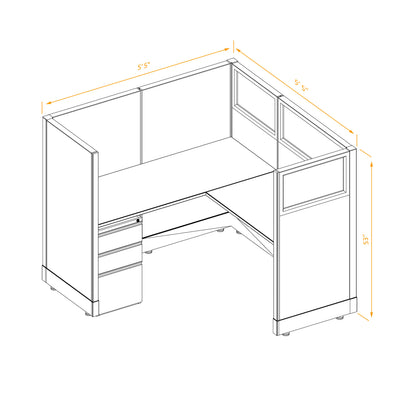 L-Shaped Cubicles Partial Glass 53H Non-Powered