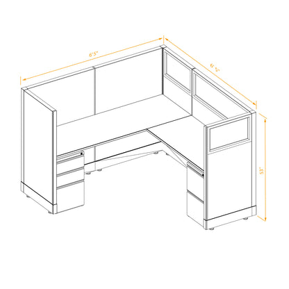 L-Shaped Cubicles Partial Glass 53H Non-Powered