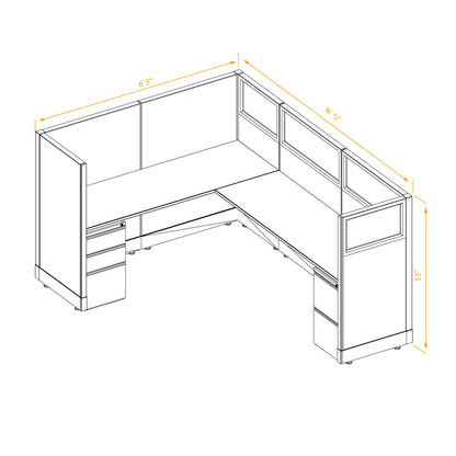 L-Shaped Cubicles Partial Glass 53H Non-Powered