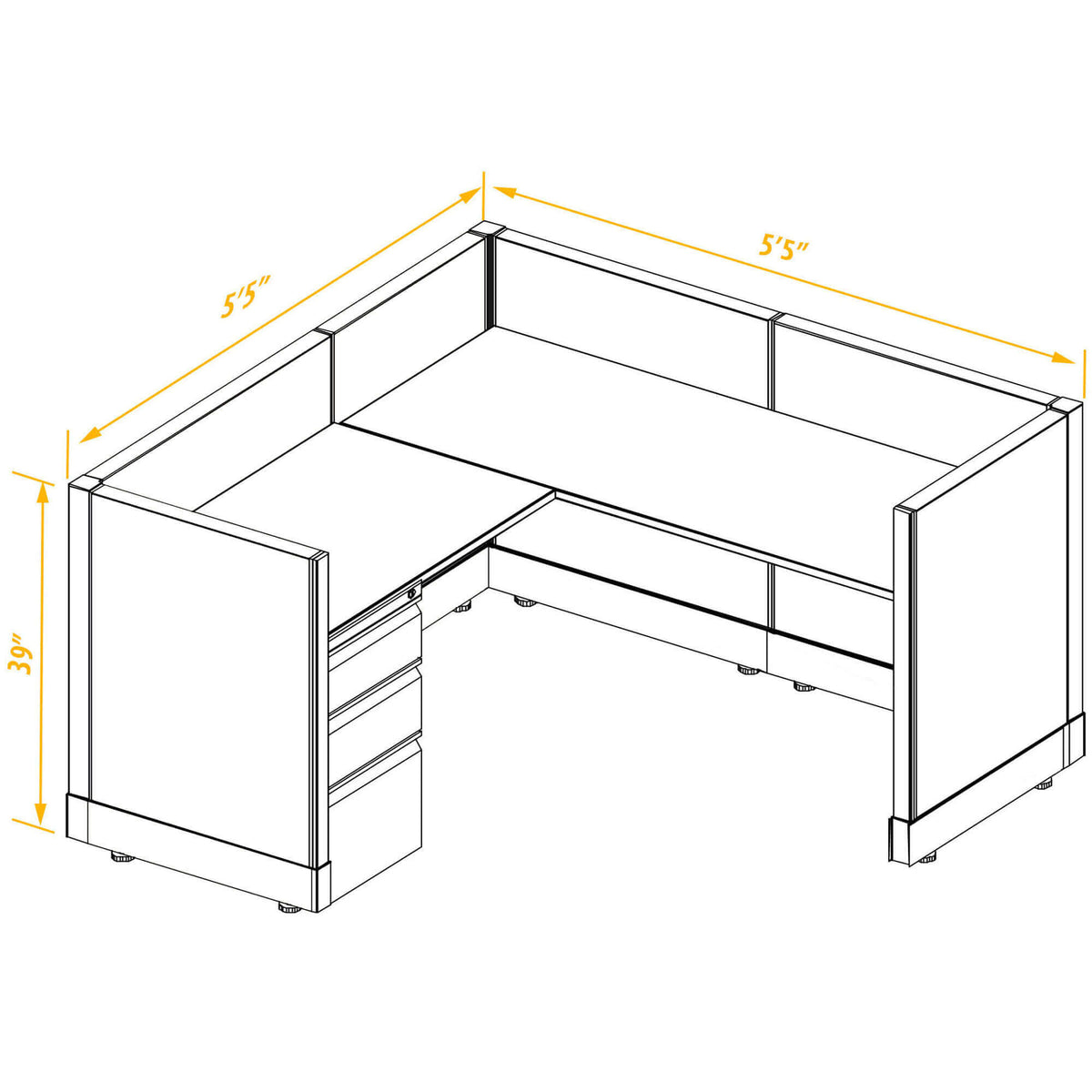 L-Shaped Cubicles 39H Non-Powered