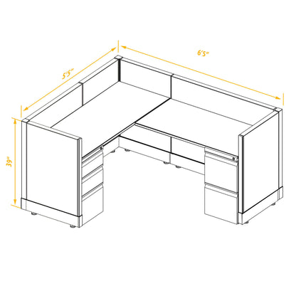L-Shaped Cubicles 39H Non-Powered