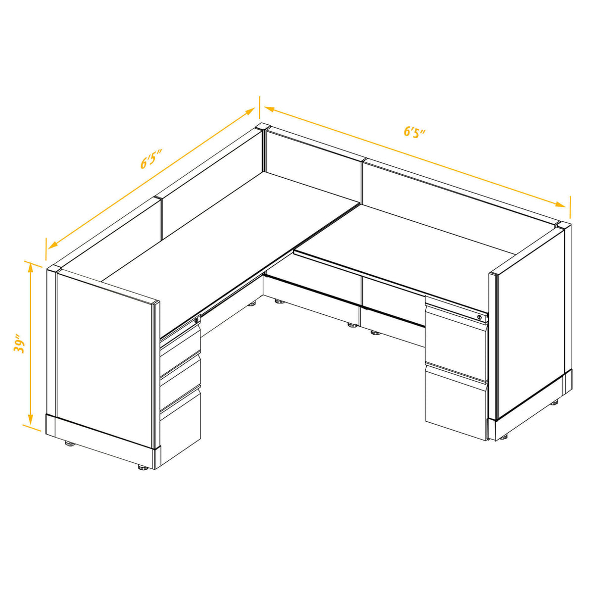 L-Shaped Cubicles 39H Non-Powered