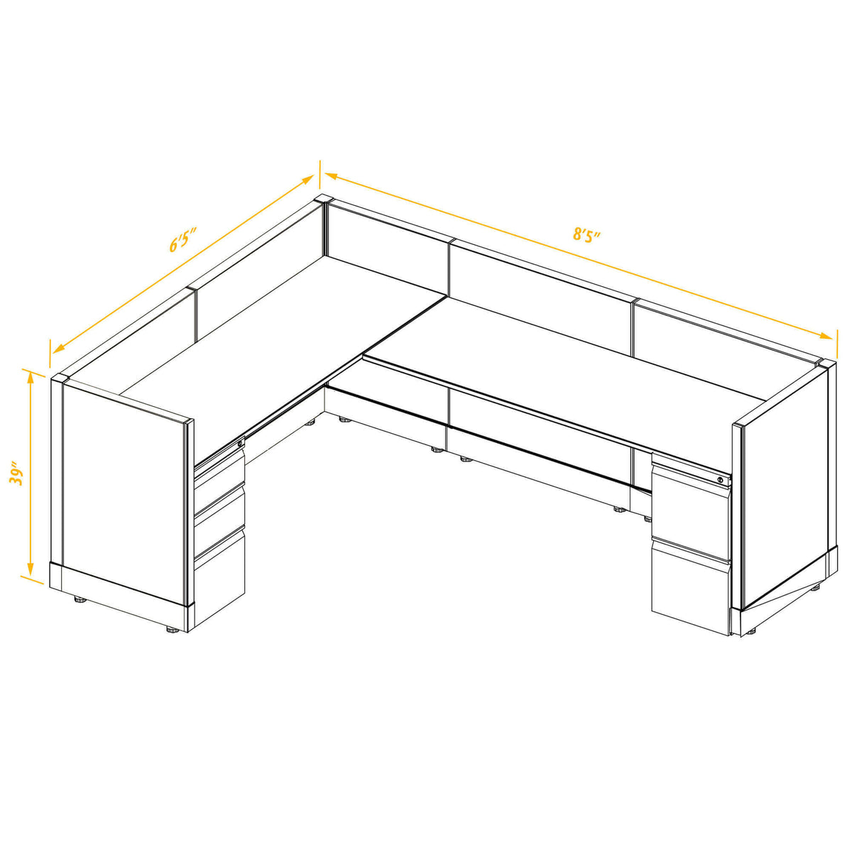 L-Shaped Cubicles 39H Non-Powered