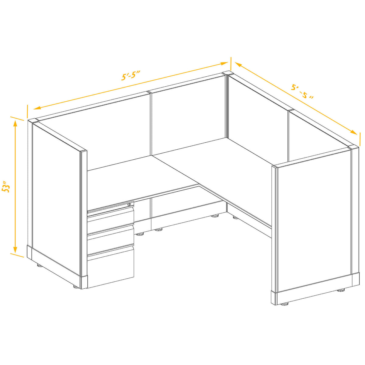L-Shaped Cubicles 53H Non-Powered