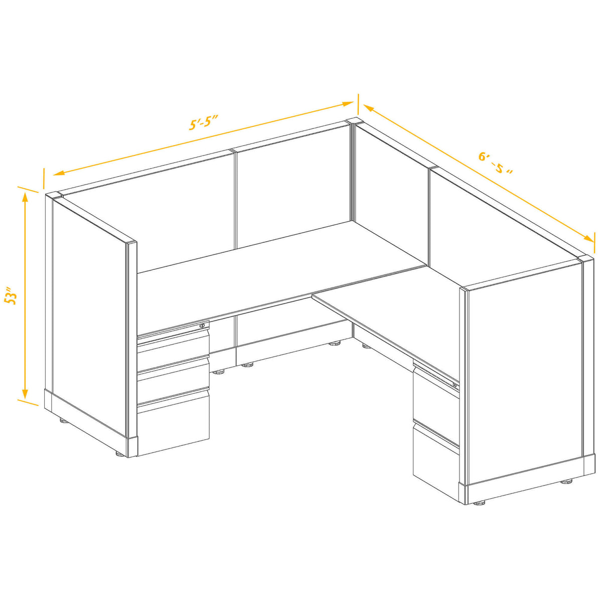 L-Shaped Cubicles 53H Non-Powered