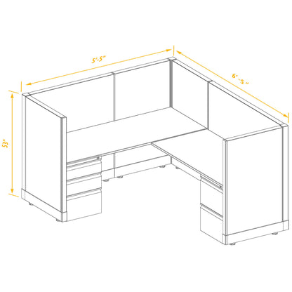 L-Shaped Cubicles 53H Non-Powered