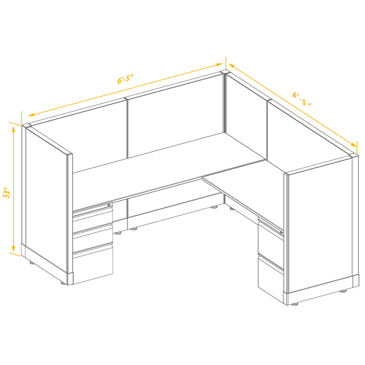 L-Shaped Cubicles 53H Non-Powered