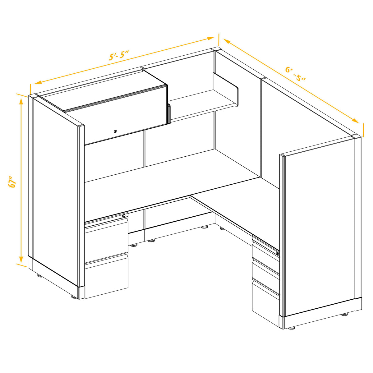 L-Shaped Cubicles 67H Non-Powered