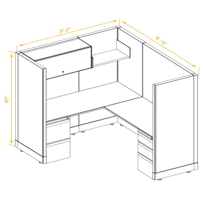 L-Shaped Cubicles 67H Non-Powered