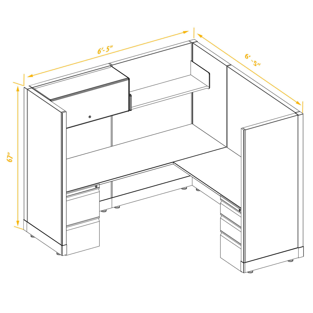 L-Shaped Cubicles 67H Non-Powered