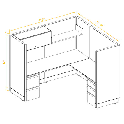 L-Shaped Cubicles 67H Non-Powered