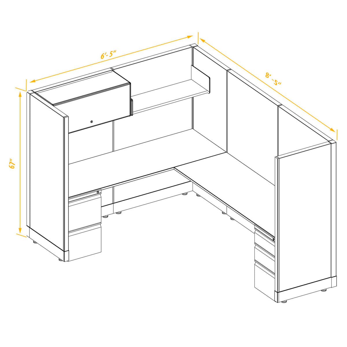 L-Shaped Cubicles 67H Non-Powered