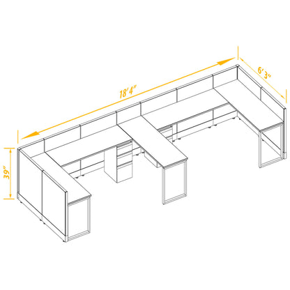 L-Shaped Cubicles 39H 2-Pack Bullpen Non-Powered