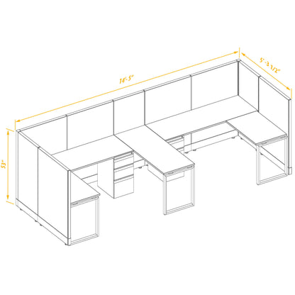 L-Shaped Cubicles 53H 2-Pack Bullpen Non-Powered
