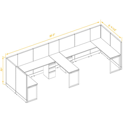 L-Shaped Cubicles 53H 2-Pack Bullpen Non-Powered