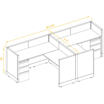 L-Shaped Cubicles 39H 2-Pack Cluster Non-Powered
