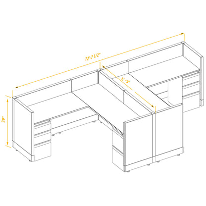 L-Shaped Cubicles 39H 2-Pack Cluster Non-Powered