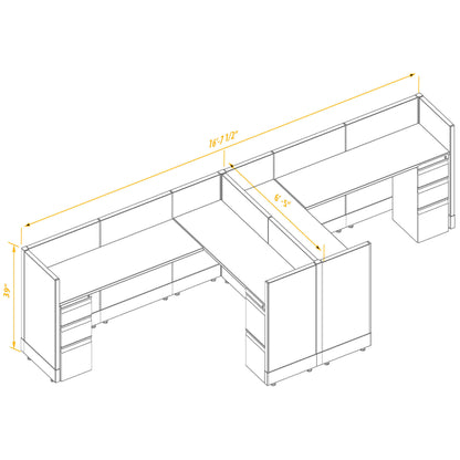 L-Shaped Cubicles 39H 2-Pack Cluster Non-Powered