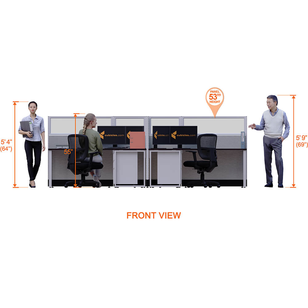 Benching Workstations With Glass 53H 2-Pack T-Shape Non-Powered
