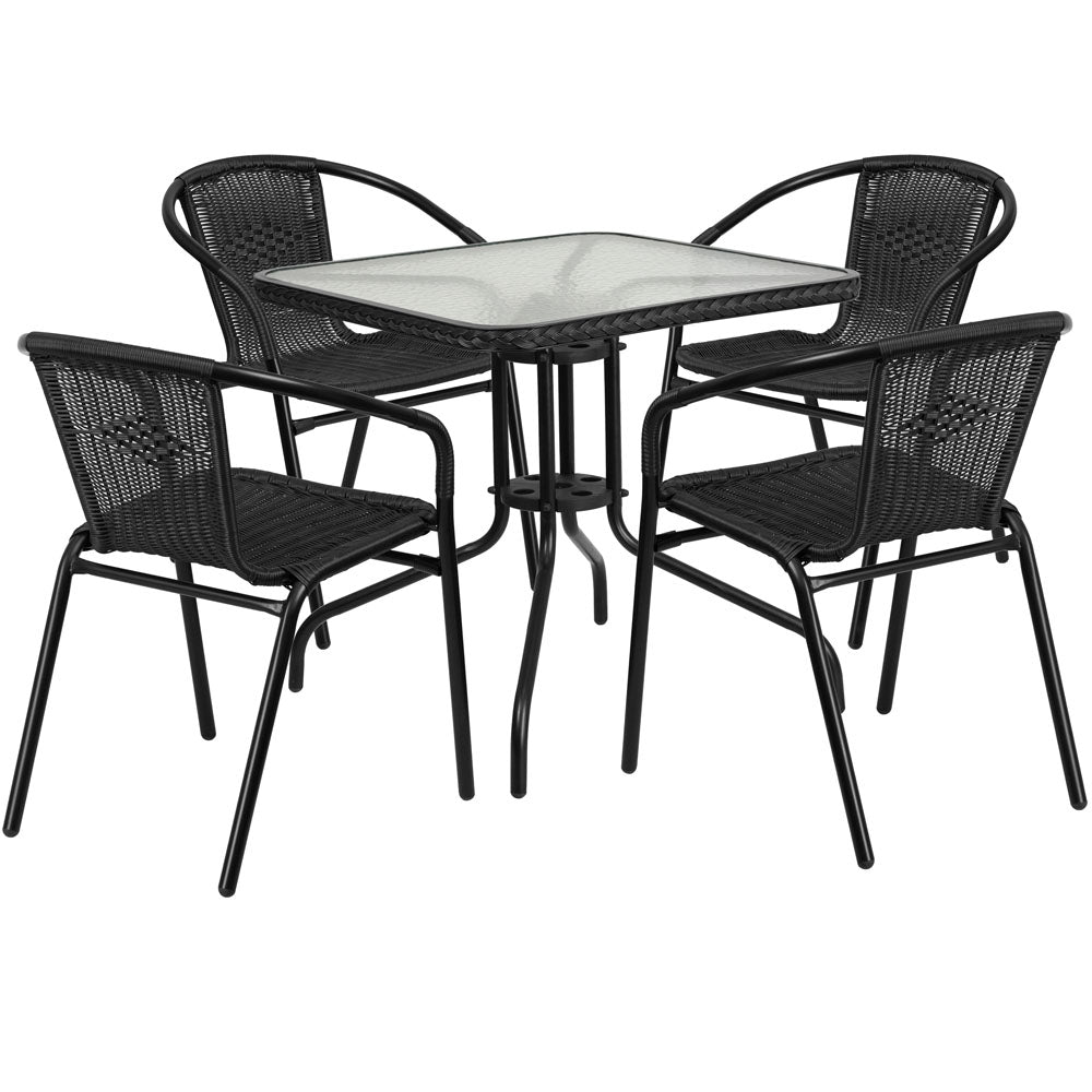 Monty Rattan Table and 4 Chairs 28 Inch