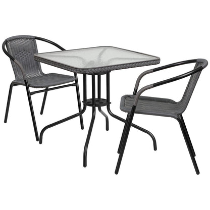 Monty Rattan Table and 2 Chairs Set 28 Inch