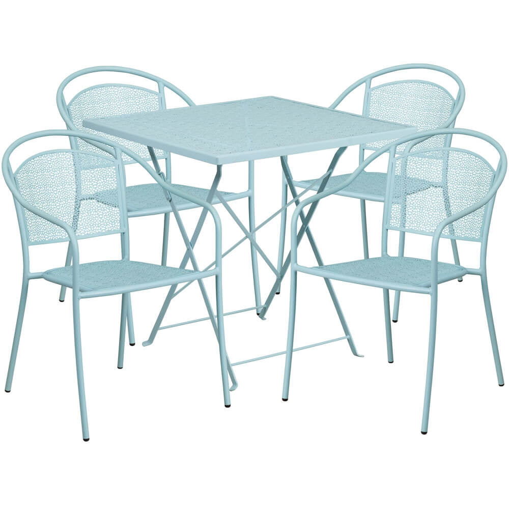 Panini 28 Inch Bistro Table and Chair Set with 4 Chairs Foldable