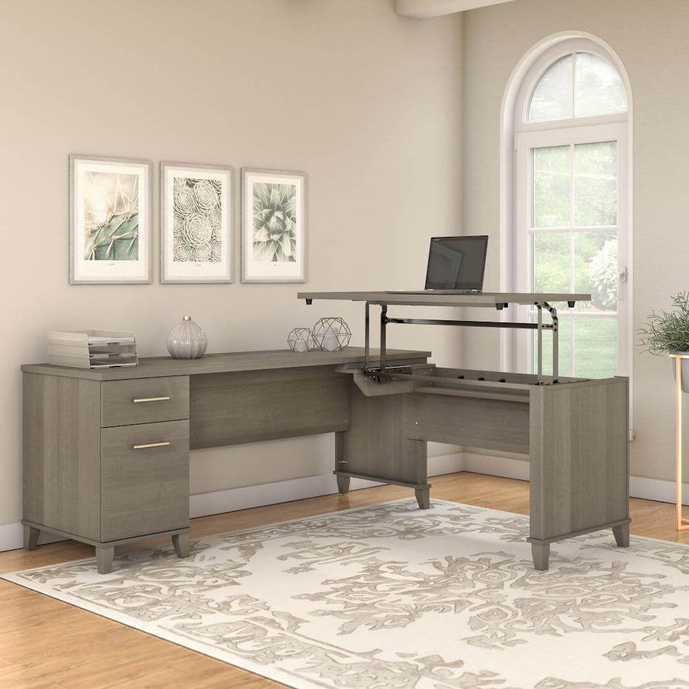 L Shaped Height Adjustable Desk