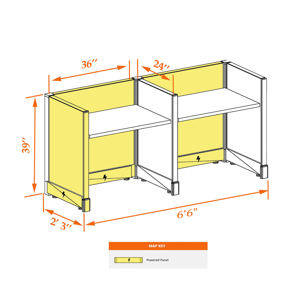 Call Center Cubicles 39H 2-Pack In-Line Powered