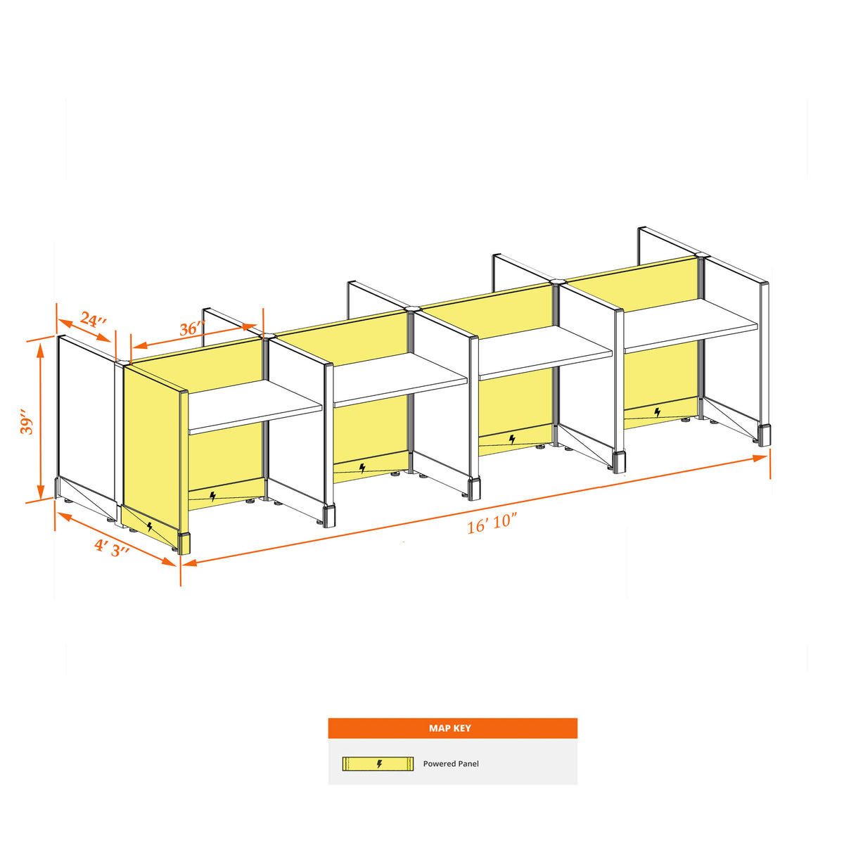 Call Center Cubicles 39H 8-Pack Cluster Powered