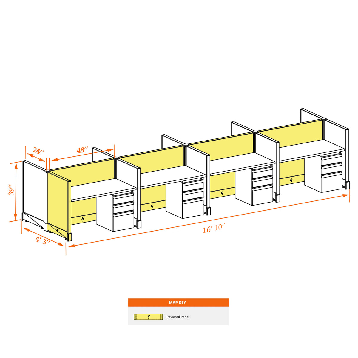Call Center Cubicles 39H 8-Pack Cluster Powered