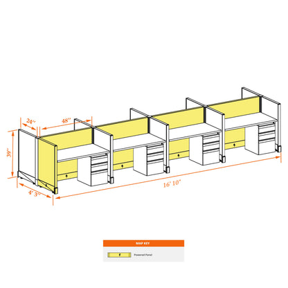 Call Center Cubicles 39H 8-Pack Cluster Powered